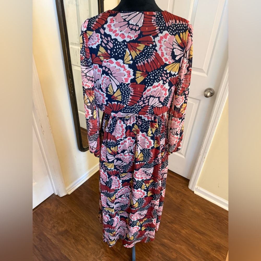 Boden Metallic Detail Maxi Dress Petal Stamp Print Size 8 Boho Floral - Picture 6 of 8
